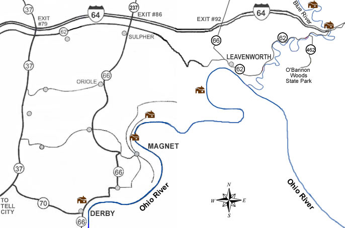 Ohio River area cabin rentals map